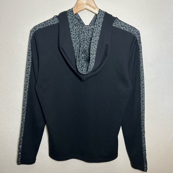 FootJoy Golf Spot Print Trim Hoodie Black Lightweight Shirt Small - Picture 3 of 8